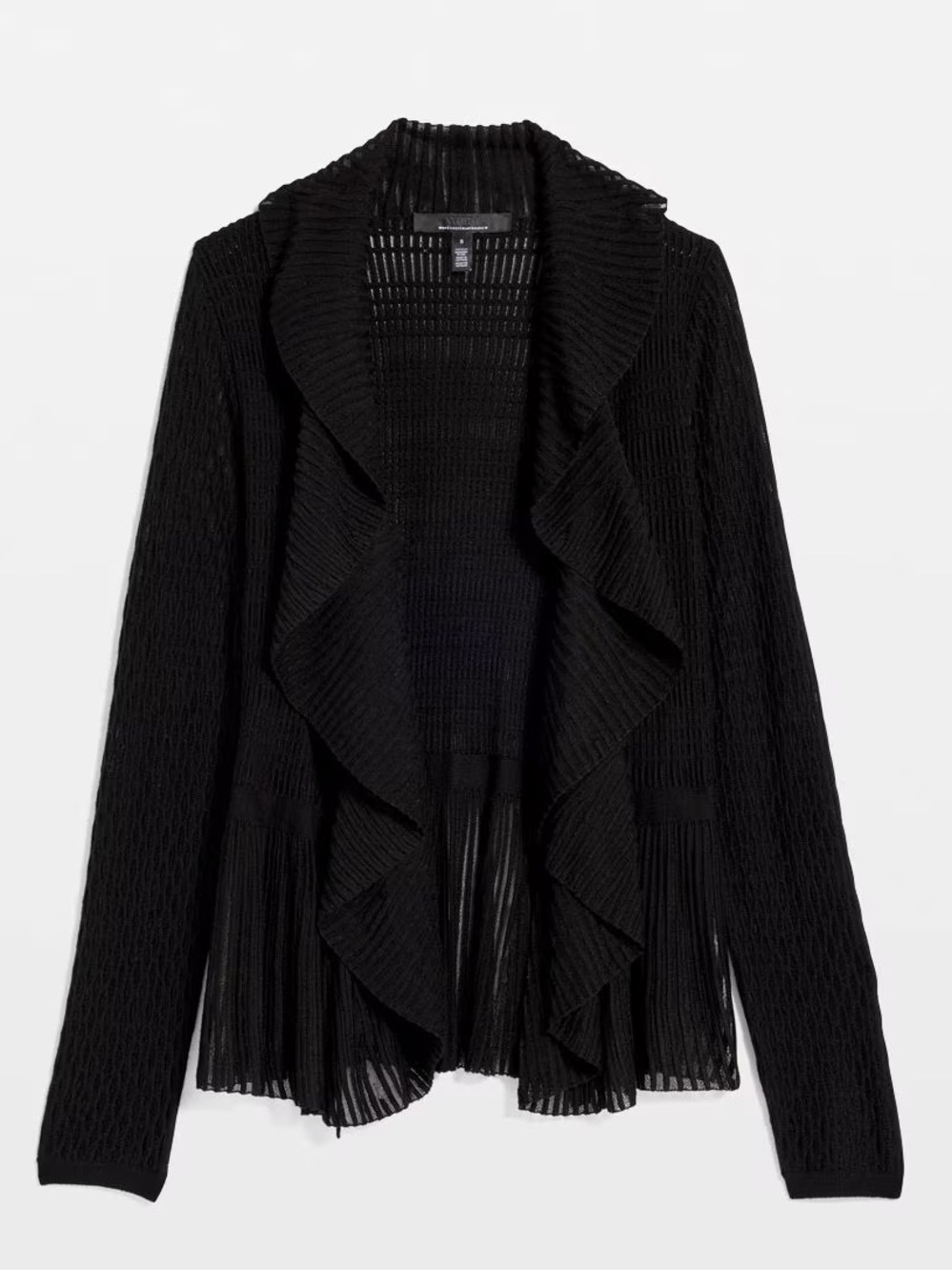 WHBM Long Sleeve Pointelle Peplum Sweater Cardigan Tie Front Lightweight Relaxed